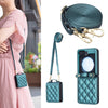 Rhombus-Shaped Crossbody Leather Case with Lanyard