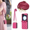 Rhombus-Shaped Crossbody Leather Case with Lanyard