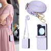 Rhombus-Shaped Crossbody Leather Case with Lanyard