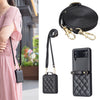 Rhombus-Shaped Crossbody Leather Case with Lanyard