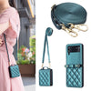 Rhombus-Shaped Crossbody Leather Case with Lanyard