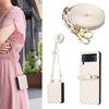 Rhombus-Shaped Crossbody Leather Case with Lanyard