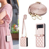 Rhombus-Shaped Crossbody Leather Case with Lanyard