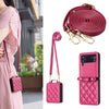 Rhombus-Shaped Crossbody Leather Case with Lanyard