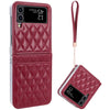 Rhombic Texture Case with Card Slot & Lanyard