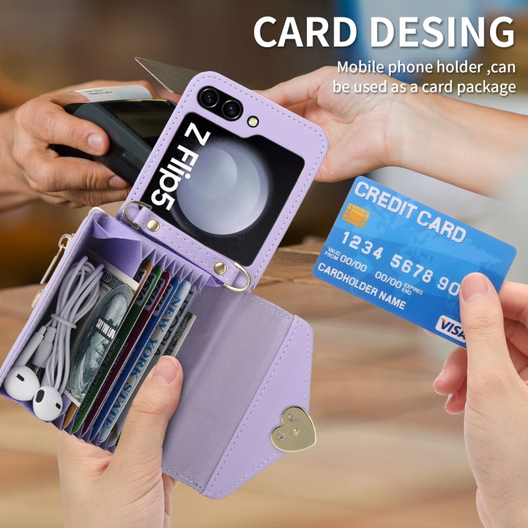 Galaxy Z Flip 5 Love Buckle Zipper Wallet