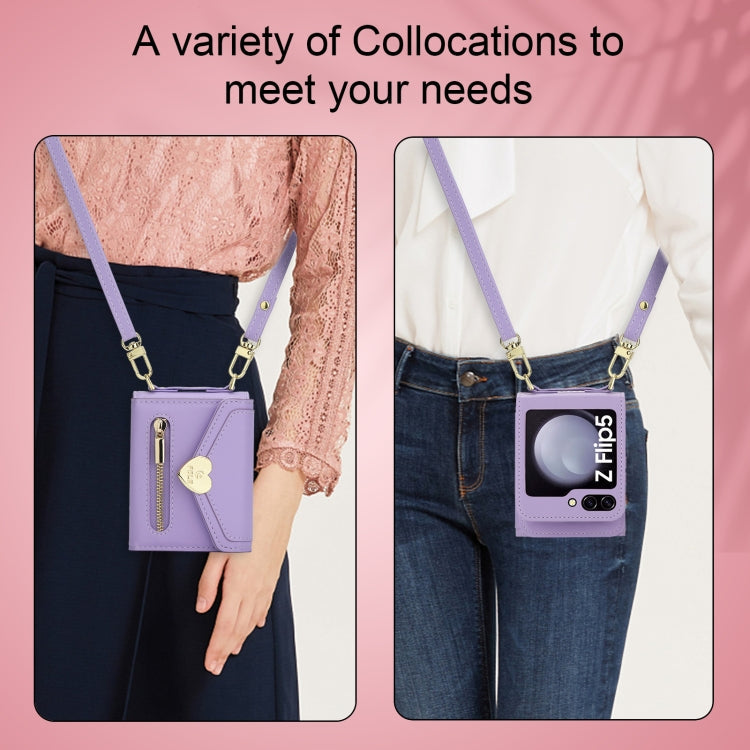 Galaxy Z Flip 5 Love Buckle Zipper Wallet