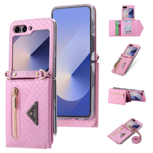 Galaxy Z Flip 6 Grid Texture Zipper Wallet