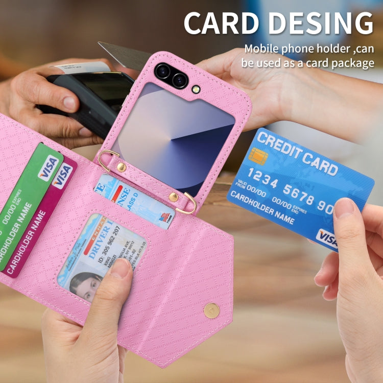 Galaxy Z Flip 6 Grid Texture Zipper Wallet