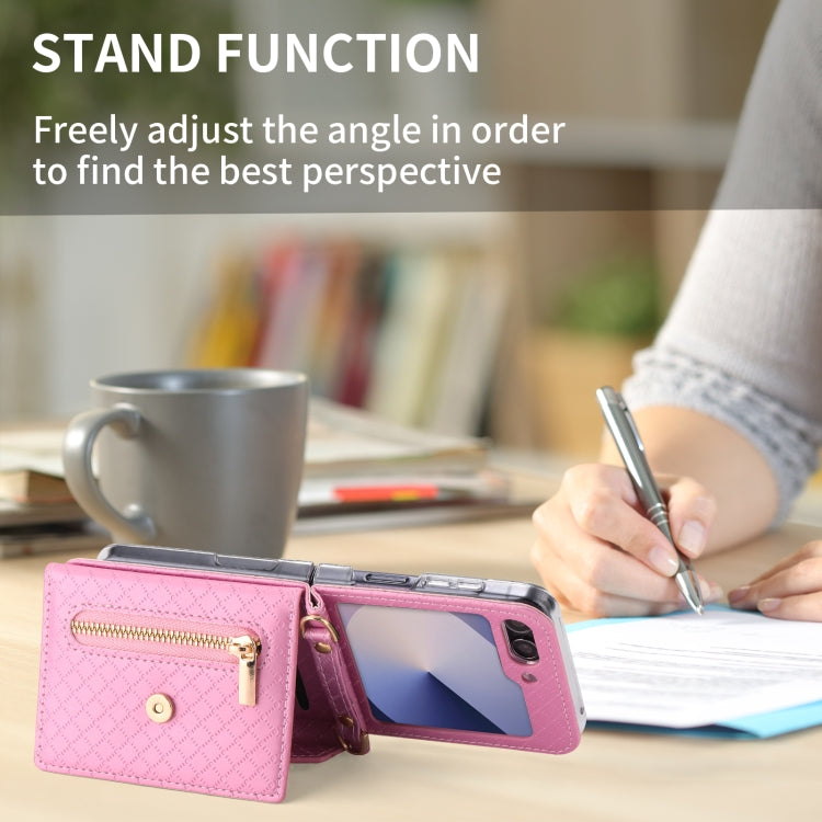 Galaxy Z Flip 6 Grid Texture Zipper Wallet