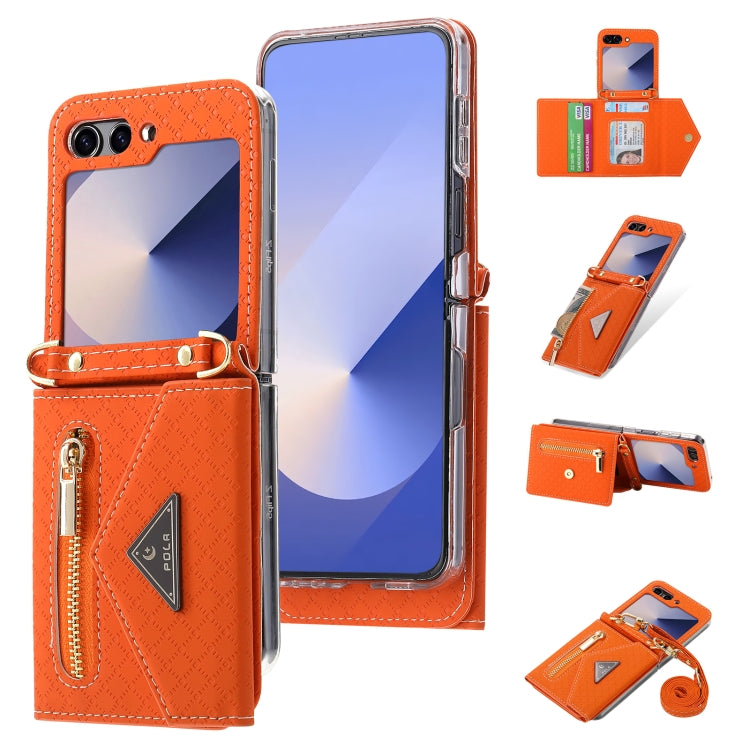 Galaxy Z Flip 6 Grid Texture Zipper Wallet