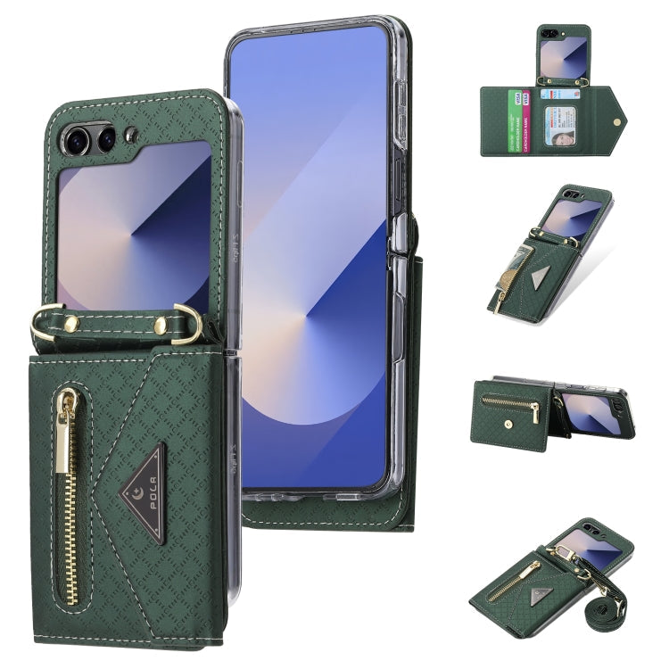 Galaxy Z Flip 6 Grid Texture Zipper Wallet