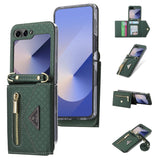 Galaxy Z Flip 6 Grid Texture Zipper Wallet