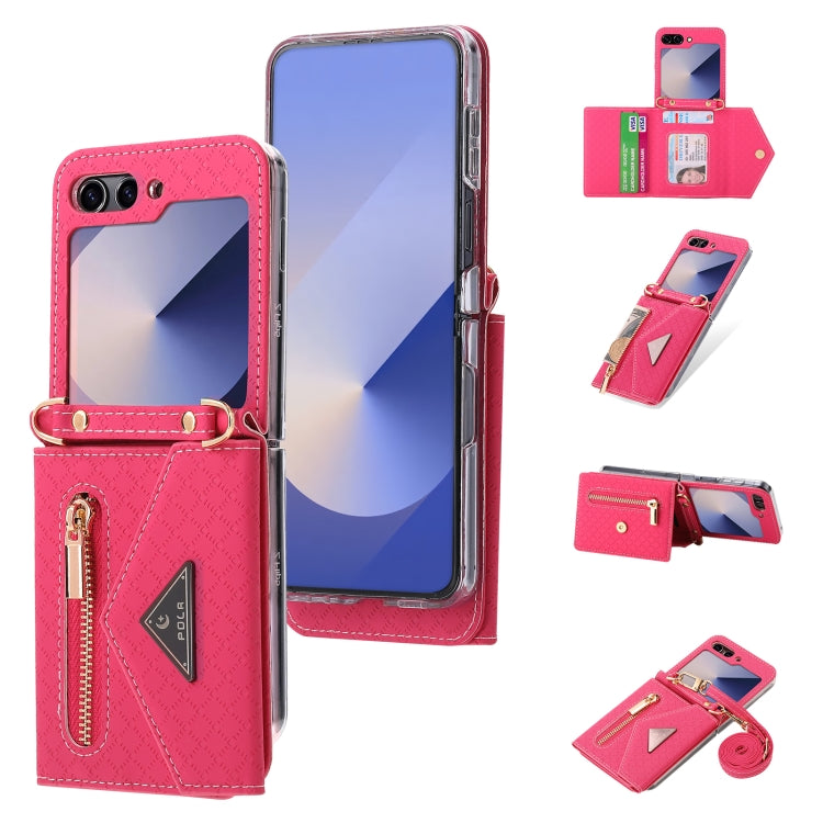 Galaxy Z Flip 6 Grid Texture Zipper Wallet