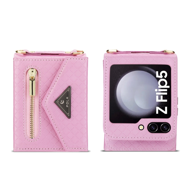 Galaxy Z Flip 5 Grid Texture Zipper Wallet