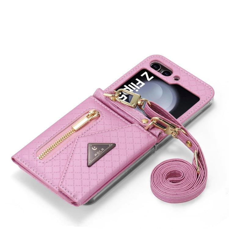 Galaxy Z Flip 5 Grid Texture Zipper Wallet