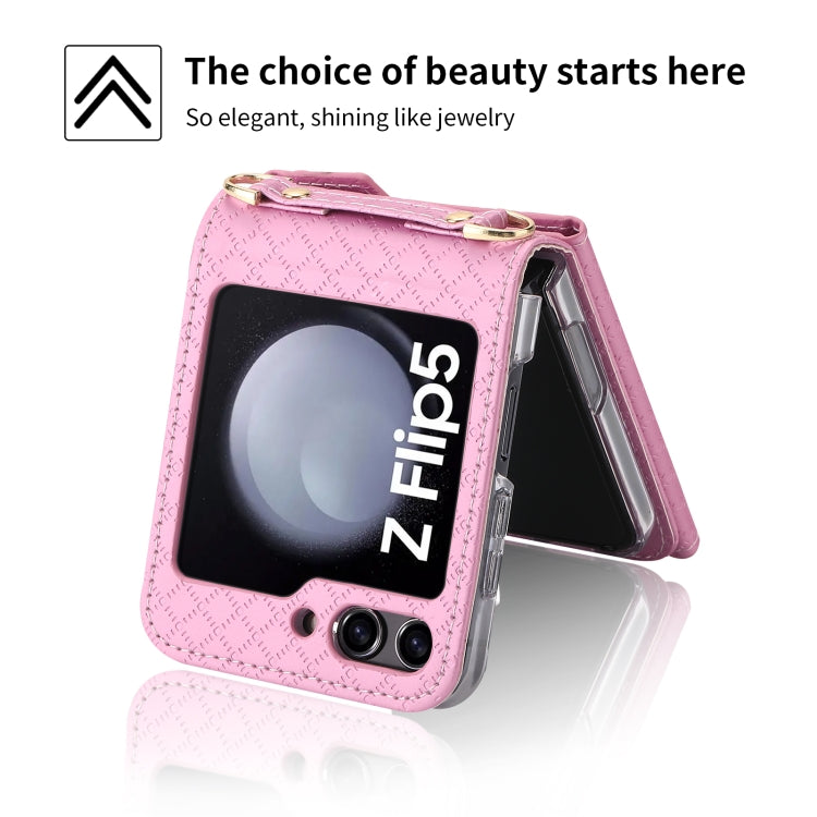 Galaxy Z Flip 5 Grid Texture Zipper Wallet