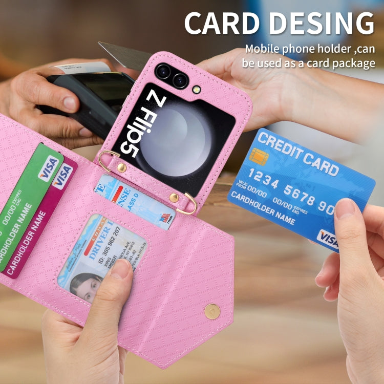 Galaxy Z Flip 5 Grid Texture Zipper Wallet