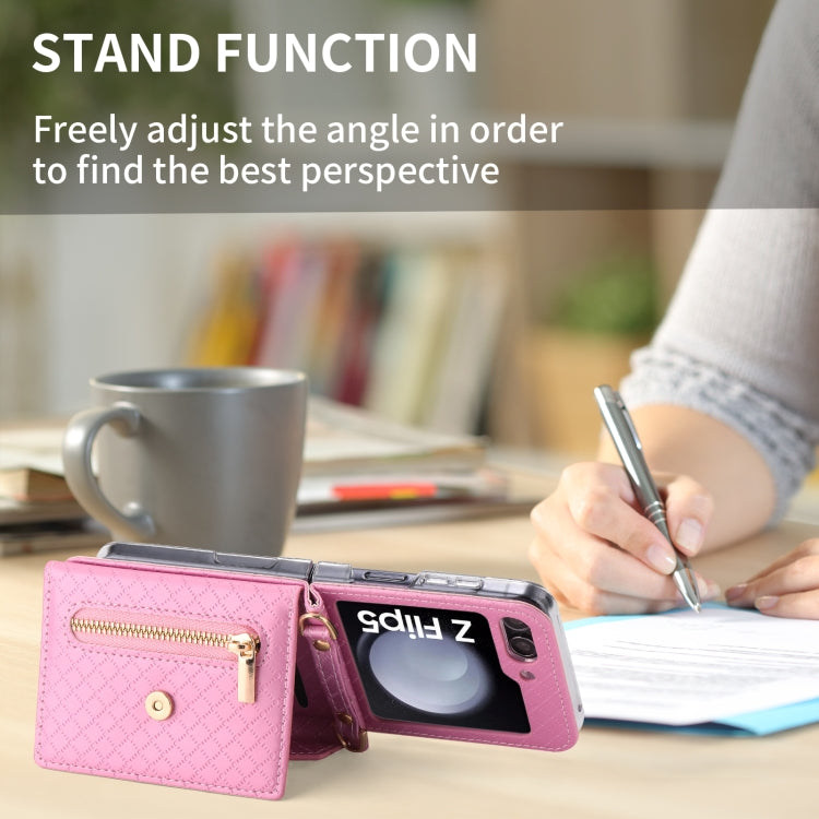 Galaxy Z Flip 7 Grid Texture Zipper Wallet