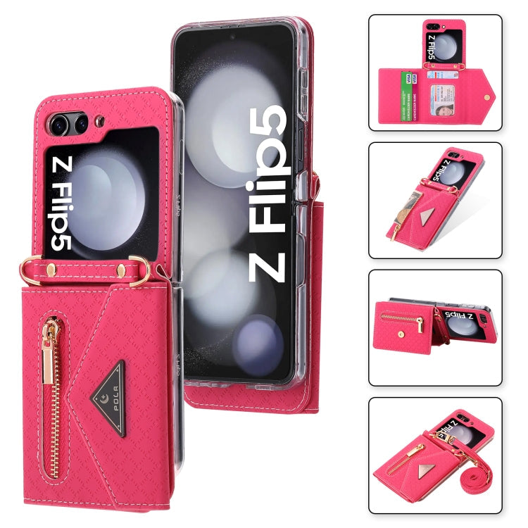 Galaxy Z Flip 5 Grid Texture Zipper Wallet