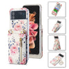 Rose Pattern Zipper Wallet Case with Card Slots