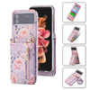 Rose Pattern Zipper Wallet Case with Card Slots