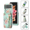 Rose Pattern Zipper Wallet Case with Card Slots
