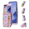 Rose Pattern Zipper Wallet Case with Card Slots