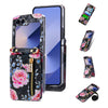 Rose Pattern Zipper Wallet Case with Card Slots