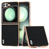 Electroplating Frame Genuine Leather Case with Cross Texture