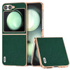 Electroplating Frame Genuine Leather Case with Cross Texture