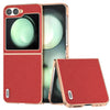 Electroplating Frame Genuine Leather Case with Cross Texture