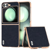 Electroplating Frame Genuine Leather Case with Cross Texture