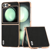 Electroplating Frame Genuine Leather Case with Litchi Texture