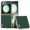 Electroplating Frame Genuine Leather Case with Litchi Texture