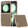 Electroplating Frame Genuine Leather Case with Litchi Texture