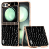 Electroplated Frame Genuine Leather Case with Crocodile Pattern