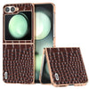 Electroplated Frame Genuine Leather Case with Crocodile Pattern
