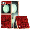 Electroplated Frame Genuine Leather Case with Crocodile Pattern