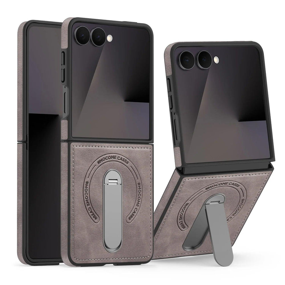 Galaxy Z Flip 8 Leather Kickstand Shield Case