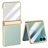 Galaxy Z Flip 7 Leather Hinge Shield Case