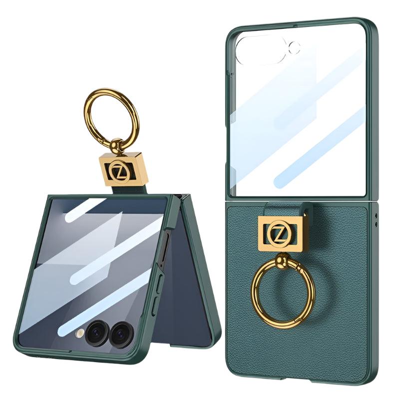 Galaxy Z Flip 8 Leather Ring Stand Case