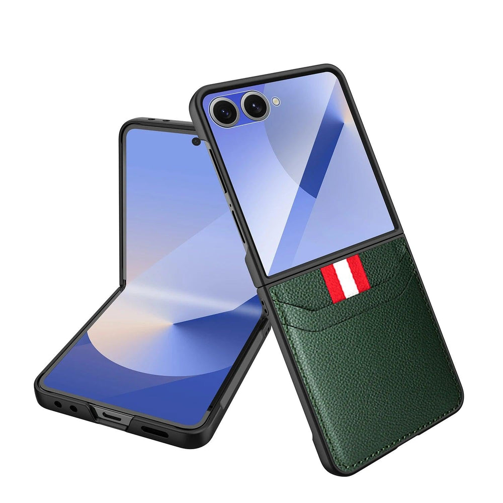 Galaxy Z Flip 7 Leather Wallet Grip Case