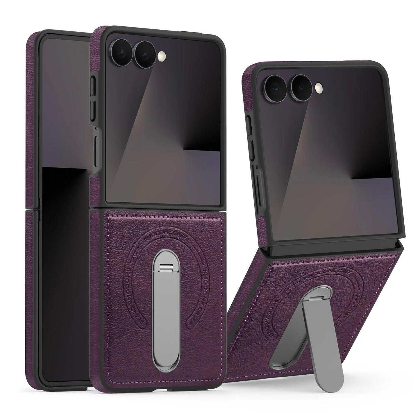 Galaxy Z Flip 8 Leather Kickstand Shield Case