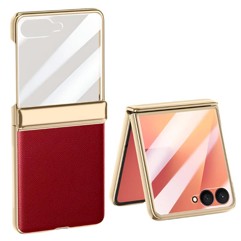 Galaxy Z Flip 7 Leather Hinge Shield Case