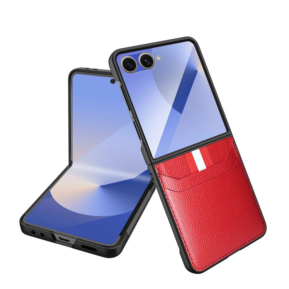 Galaxy Z Flip 7 Leather Wallet Grip Case