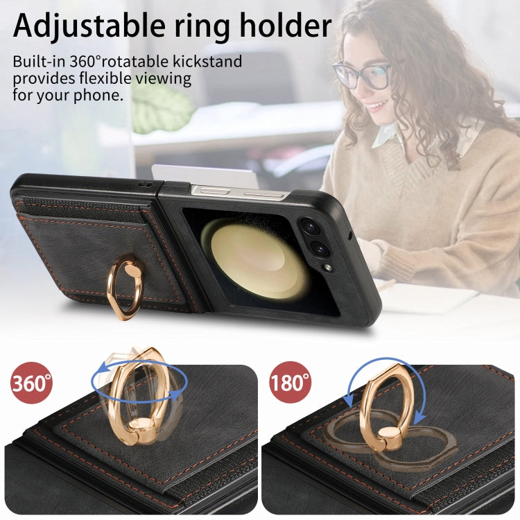 Galaxy Z Flip 5 Retro Skin-Feel Case with Ring & Card