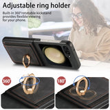Galaxy Z Flip 6 Retro Skin-Feel Case with Ring & Card Pocket