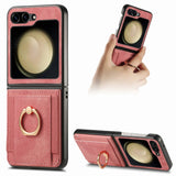 Galaxy Z Flip 6 Retro Skin-Feel Case with Ring & Card Pocket