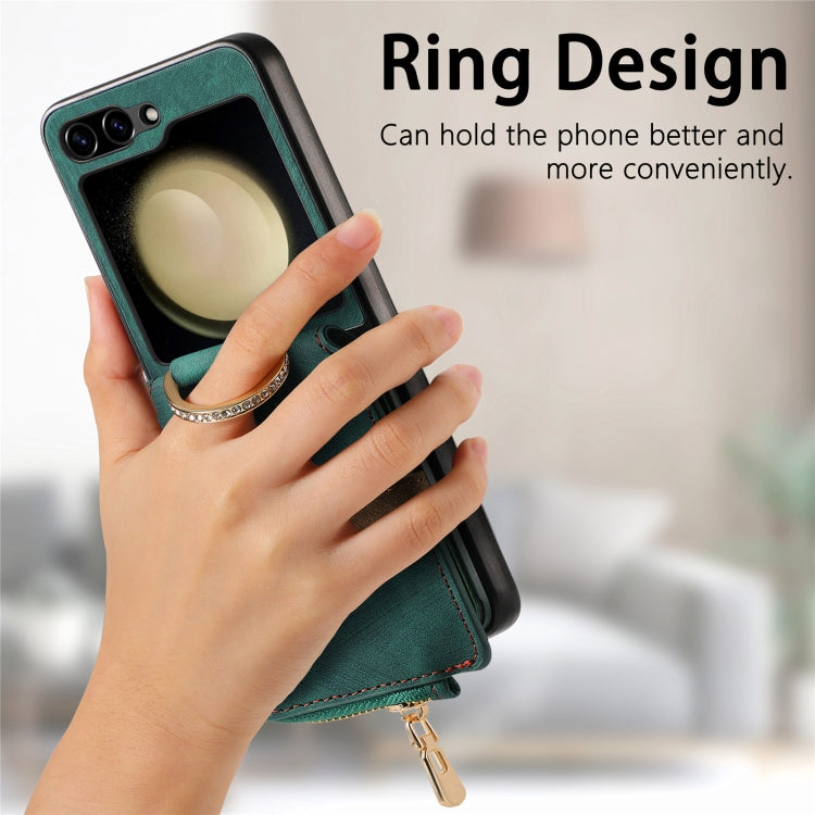 Galaxy Z Flip 6 Retro Ring Vertical Zipper Wallet Case